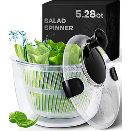 Великий салатник-центрифуга Neatness 5.28 л: швидке миття овочів, фруктів, пасти та картоплі фрі
