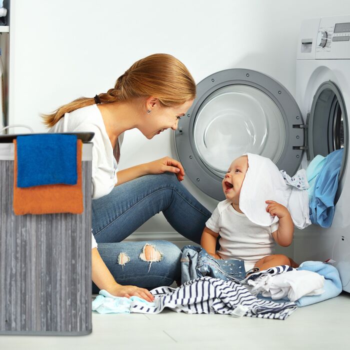 Кошик для білизни Relaxdays з бамбука з 2 відділеннями