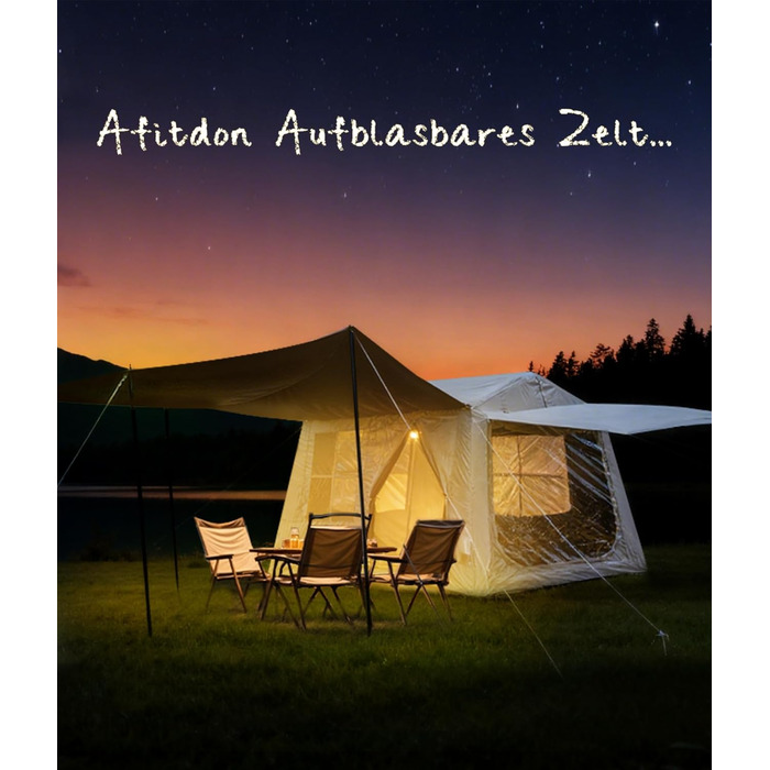 Надувний кемпінговий намет Oxford 420D Glamping для 2-3 осіб з насосом, водонепроникний (3000 мм), всесезонний вітрозахисний намет з москітною сіткою