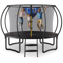 Батут садовий MERACH з захисною сіткою та кільцем для баскетболу 305/366/427/488 см, до 150 кг