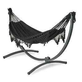 Двомісний гамак SandTropic чорний, тканинний, з металевим стійкою-каркасом, навантаження до 220 кг
