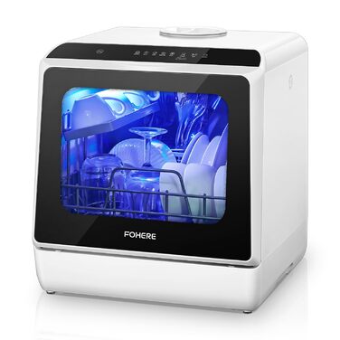 Посудомийна машина Fohere компактна 5л з таймером відкладеного старту (6 годин), 6 програм, для кухні, кемпінгу, автодому