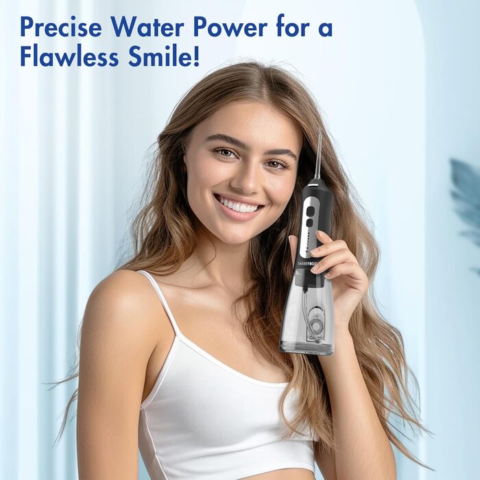 Електрична ірigator для порожнини рота BarberBoss QR-7024 (білий/чорний) - 5 режимів, 5 насадок