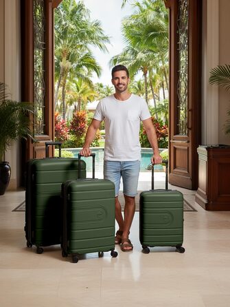 Набір валіз REDOLZ Hartschalen 3-х частинний | Розширювані, з TSA-замком, Olive Kofferset