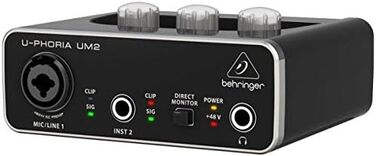 Аудіоінтерфейс Behringer U-PHORIA Studio 2x2, 24-біт/192 кГц, з мікрофонними преампами Midas - Студійний набір
