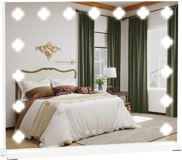 Дзеркало для макіяжу YU YUSING з підсвічуванням 58x45 см, 15 LED, дизайн у формі квітки, 3 кольори, USB Type-C, 10x збільшення