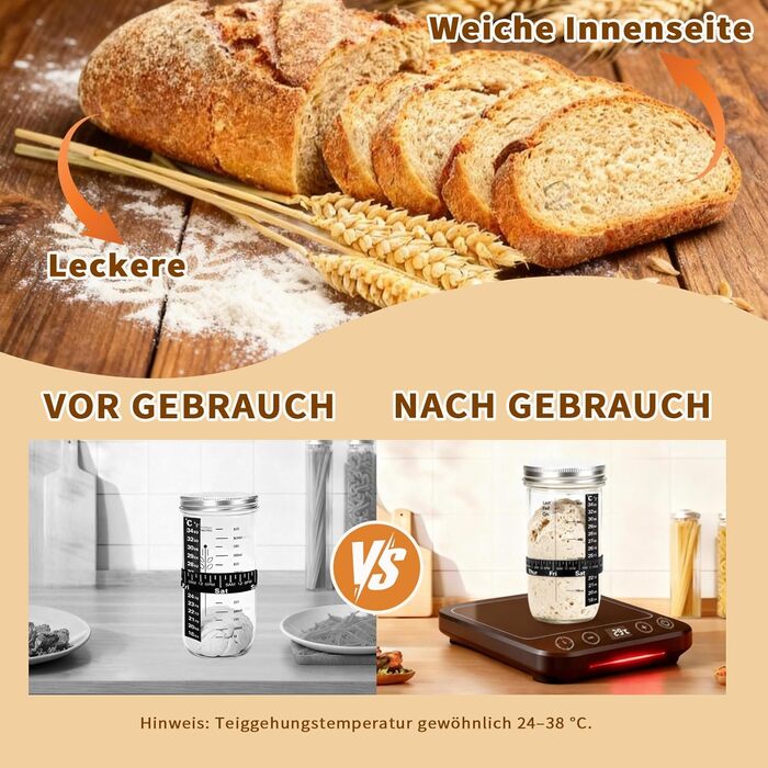 Набір для закваски Daity: 12 предметів для випікання хліба, термоконтейнер, гнітниця для бродіння овальної форми 28 см, силікон, для початківців та професіоналів