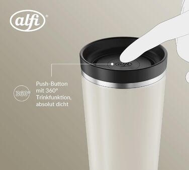 Термокружка Alfi ISO Coffee Mug Pro, бежевий матовий, 0.38 л, нержавіюча сталь, для кави з собою, з термоізоляцією, 6 годин гаряче, 12 годин холодне, без BPA, миється в посудомийній машині