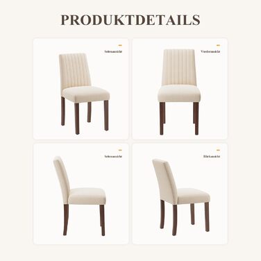 COLAMY Комплект обідніх стільців для їдальні, 6 шт., з м'якою оббивкою, спинкою, для кухні, ресторану (бежевий)