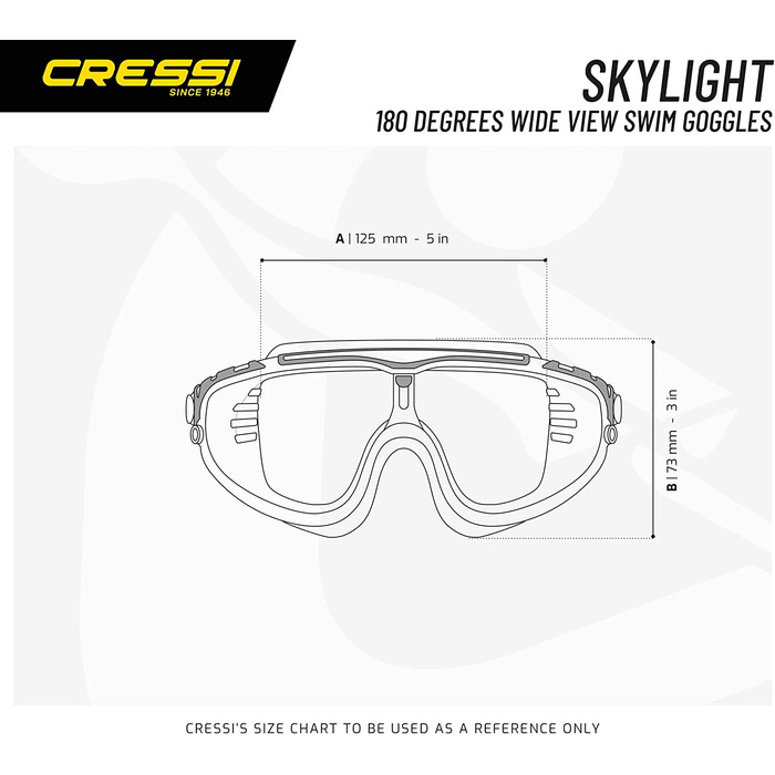 Плавальні окуляри Cressi унісекс Skylight для плавання преміум-класу, 100 захист від ультрафіолету, високоякісні матеріали (1 упаковка) (один розмір підходить всім, чорні/чорні / сірі копчені лінзи)