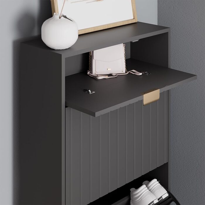 Шафа для взуття Vicco Helge, чорна, 60 x 145 см, 3 відділення