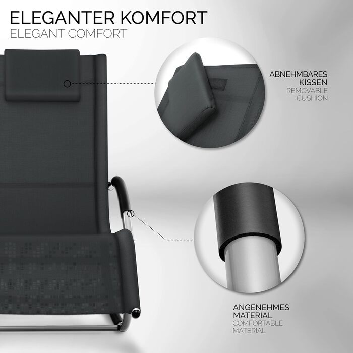 Relaxliege Tillvex: Лежак для саду | Лежак для відпочинку | Атмосферний лежак для саду, 150 кг, дихаючий (Антрацит/Сірий)