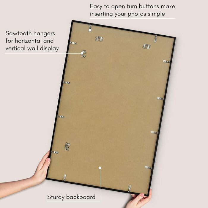 Американська плоска рамка для фотографій розміром 28,9 х 38,1 см, тонкий край, фоторамка з полірованим оргсклом, горизонтальний і вертикальний формати для стіни (чорний, 22х34)