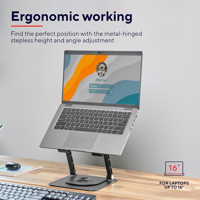 Регульована підставка для ноутбука Trust Zeff 16 дюймів з 360° обертанням, чорна