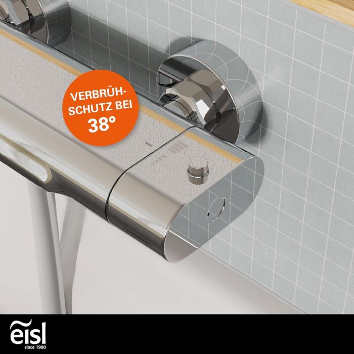 Змішувач для ванни EISL CARNEO з термостатом, водоспадом та захистом від перегріву (38°C), хром