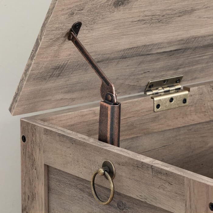 HOOBRO Скам'янка з ящиком, скриня для іграшок з кришкою, банкетка для взуття, скам'янка, ящик для зберігання, міцна, безпечні петлі, спальня, вітальня, 76 см, білий, 100 x 40 x 48 см, сірий