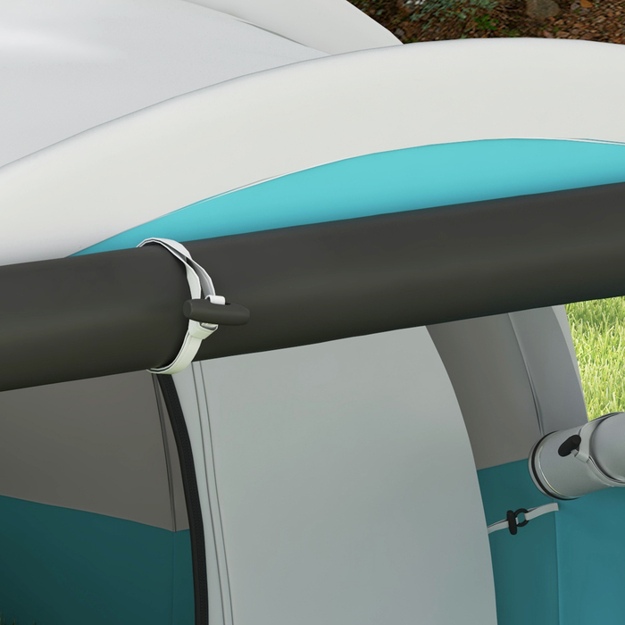 Тунельний намет Outsunny на 5 осіб, 180H x 460L x 230W см, стійкий до ультрафіолету, з кілочками, відтяжками, сумкою для перенесення, водовідштовхувальним, синій
