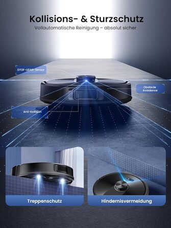 Робот-пилосос Proscenic Q10 з мокрою очисткою, 8000Pa, 200 хвилин роботи, лазерна навігація, керування через додаток, Alexa, Siri, Apple Watch, чорний
