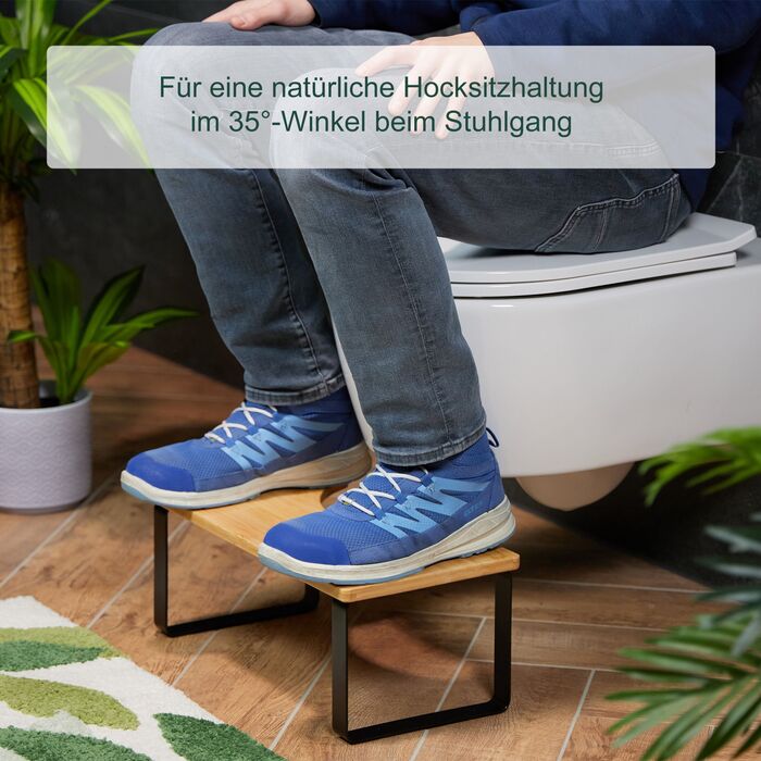 Підставка для ніг під час сидіння на унітазі Relaxdays, бамбук та метал