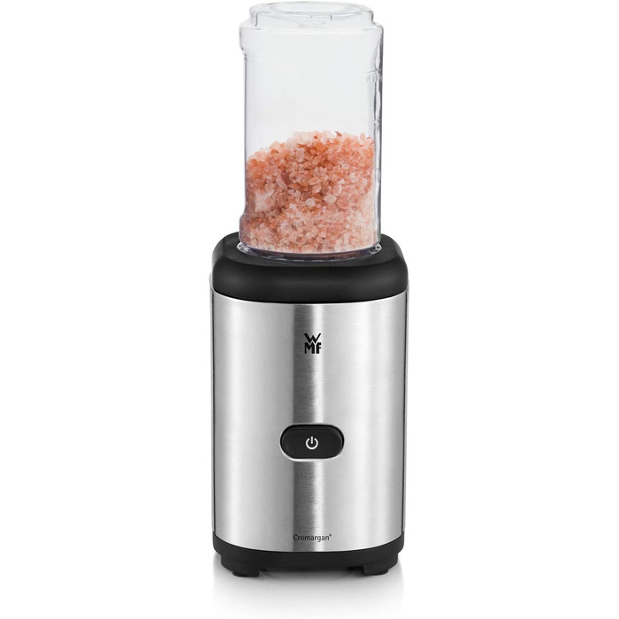 Блендер WMF Kult X Mix & Go Mini - електричний шейкер з пляшкою 600 мл, срібно-чорний, комплект аксесуарів 3 шт.