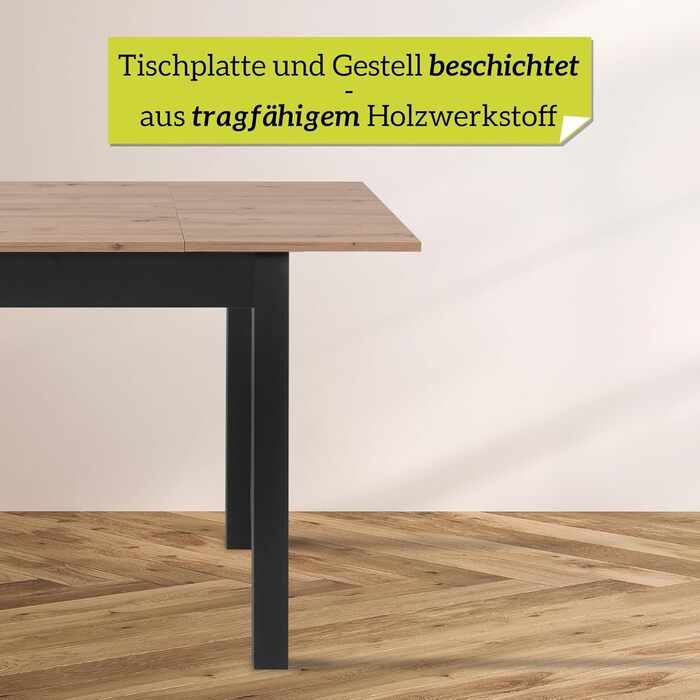 Розсувний обідній стіл Smart 80x80 см, Asteiche, для кухні, розтягується до 120 см, з висувною платформою, на 6 осіб