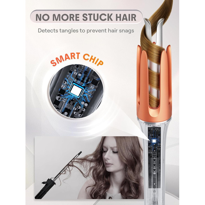 SHEGLAM Автоматичний локон для волосся з керамічним покриттям, 3 температурні режими (170-210°C), швидкий нагрів – самообертовий завивкувальник для локонів (32 мм)