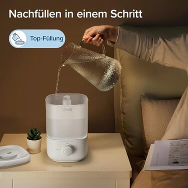 Зволожувач повітря Levoit для спальні, 23dB, 2.5L, з автовимкненням, для дітей, 360° регулювання, білий