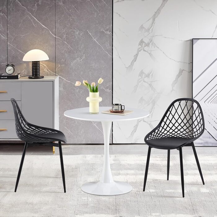 Сучасний круглий обідній стіл скандинавського стилю, діаметр 80 см, білий