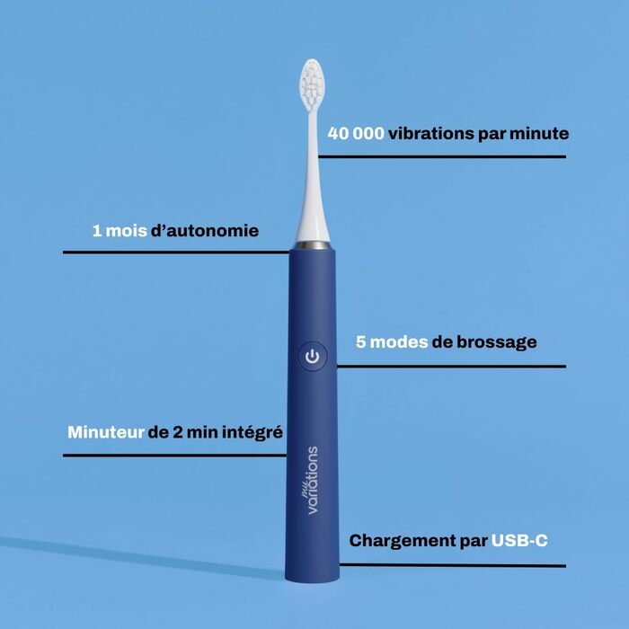 Електрична зубна щітка My Variations Nachtblau: акумуляторна, 5 режимів, таймер 2 хв, 1 насадка