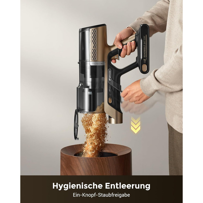 Proscenic P20: Акумуляторний пилосос 2-в-1 з функцією вологого прибирання, 70 кПа, 70 хв, 680 Вт, чорний. Для килимів та шерсті тварин