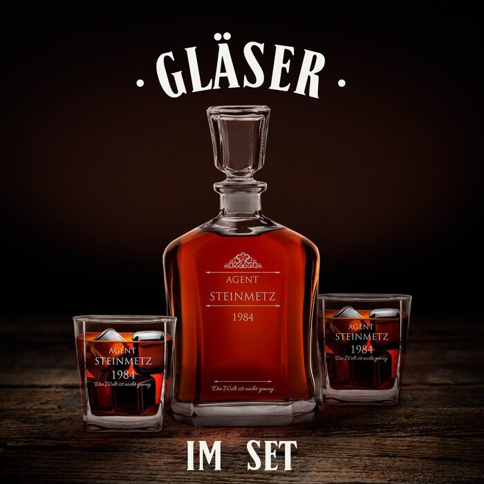 Віскі-карафа Maverton з гравіюванням + набір келихів (2/4/6) - 700 мл. Ідеальний подарунок для чоловіків