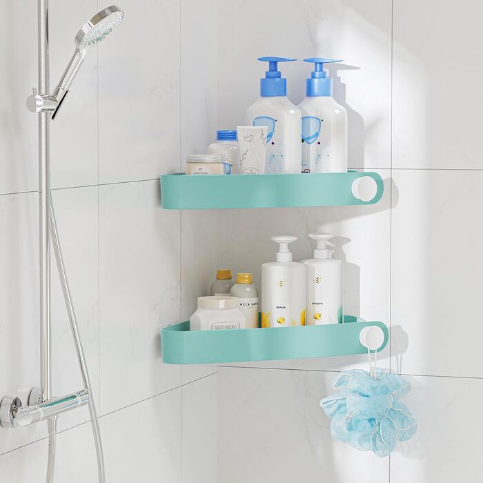 Дзеркальна поличка для душу Sotfamily без свердління (90°), 2 шт., блакитна