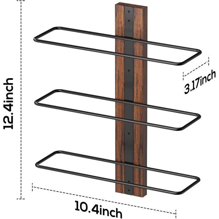 Настінна вітрина для вина B4Life на 12 пляшок, метал/дерево, чорний колір, для кухні, їдальні, бару