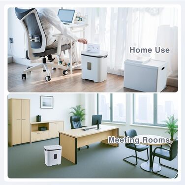 Шредер для паперу P4, 14 листів, 60 хв безперервної роботи, знищення кредитних карт та скріпок, 21л контейнер, тихий, для дому, офісу, шкіл, білий