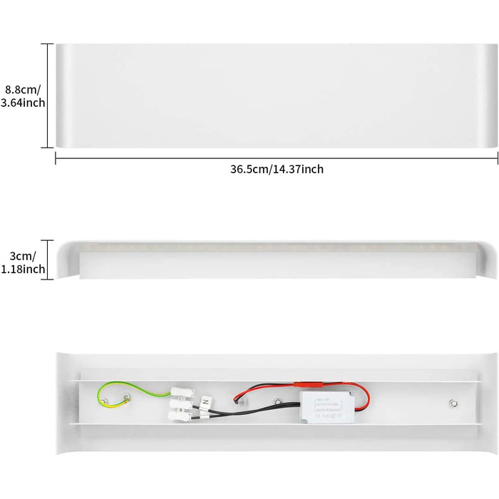 Світлодіодний настінний світильник для дому, настінний світильник потужністю 12 Вт, настінний світильник для підйому і опускання, білий, алюмінієвий, 6000 КБ, настінний світильник (2 шт.), бра, білий