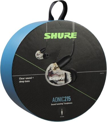 Дротові навушники Shure AONIC 215, чистий звук, внутрішньоканальні, знімний кабель, сумісні з Apple та Android