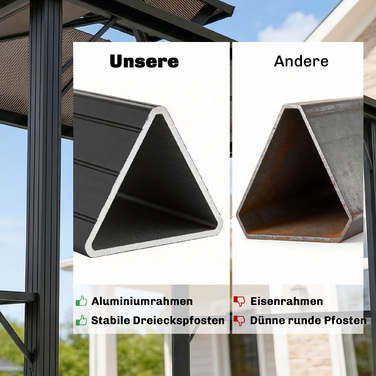 Газонний павільйон-барбекю 2,5 x 1,5 м, Водостійкий навіс для гриля з подвійним дахом з полікарбонату, бічна полиця, колір коричневий