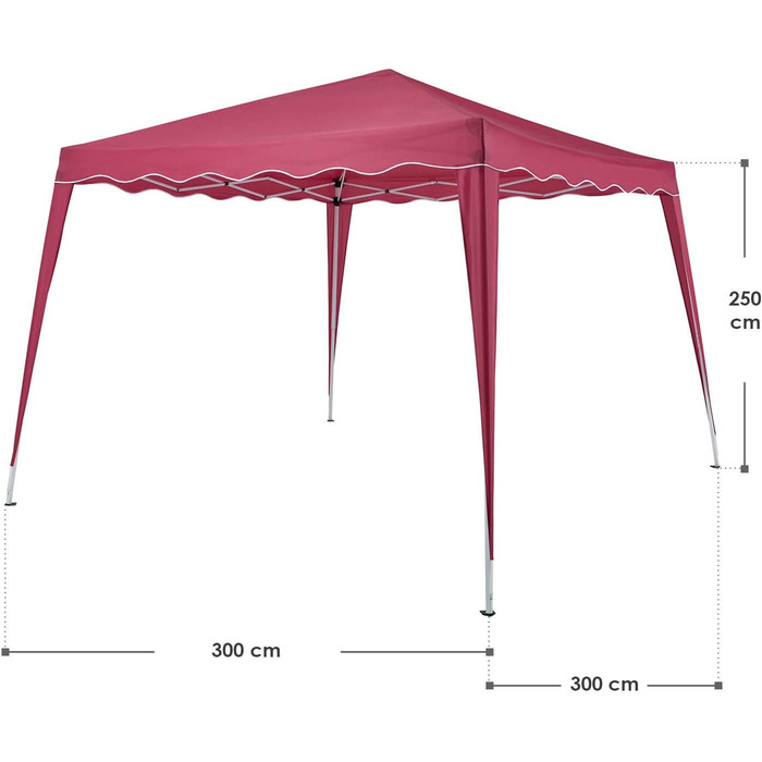 Намет Juskys Canopy Vivara 3x3 м - Висувна альтанка з регулюванням висоти, UV50 та водовідштовхувальні властивості - Садовий намет із сумкою - Намет для вечірок для саду - (червоний)