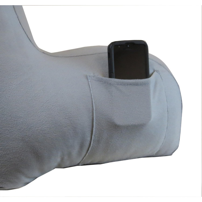 Підкладка на ліжко Klear Vu Velours з подушкою для підтримки спини, з кишенею та ручкою, Коко Браун (Сірий)