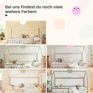 Дитяче ліжко Hesel Hausbett: біле, з бортиками та ламелями, Montessori, 120x200 см