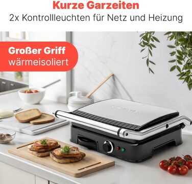 Контактний гриль Clatronic® KG 3487: 2000W, антипригарне покриття, для паніні та тостів