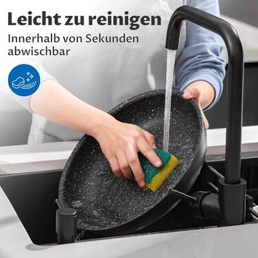 Набір антипригарних сковорідок BEZIA з знімними ручками, для всіх типів плит, з антипригарним покриттям, можна мити в посудомийній машині та використовувати в духовці, без PFAS, чорний