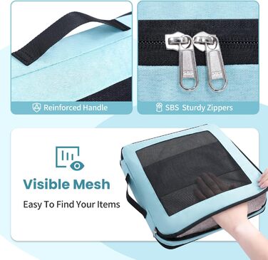 Набір компресійних органайзерів для подорожей з сіткою, розширювані пакувальні куби для одягу в валізу, м'ятний колір, 8 предметів