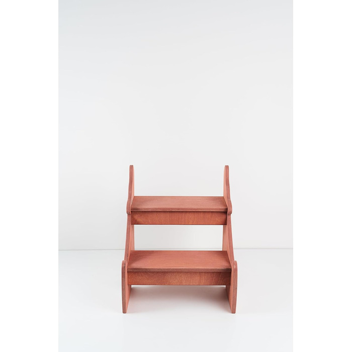 Дитячий тритухольдер Wild Kids з дерева, 2 сходинки, для ванної кімнати, у стилі Монтессорі (світло-рожевий)
