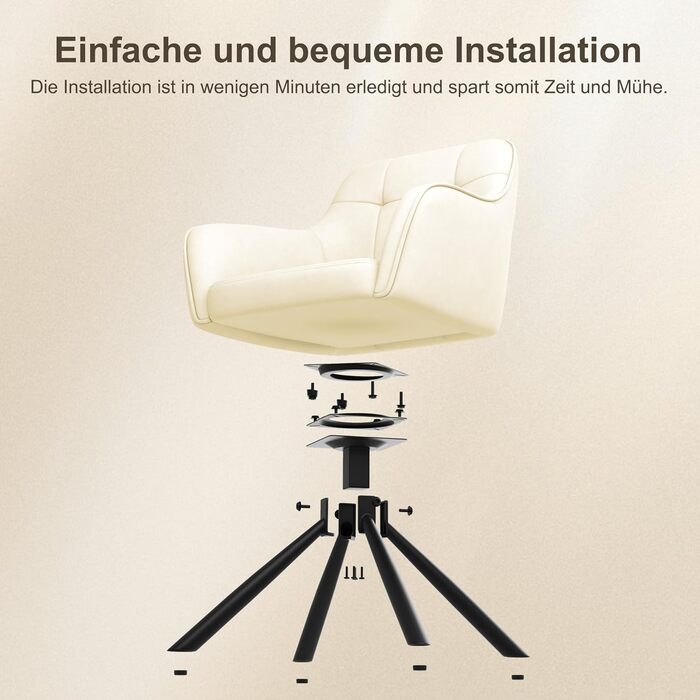 YOUDENOVA Крісла для обідньої кімнати, 360° обертання, з підлокітниками, оксамитові, для обідньої, кухні, вітальні та офісу, набір 2 шт. (Off-white)