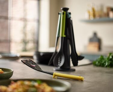 Набір кухонних аксесуарів Joseph Joseph Duo (5 шт) з підставкою, силіконові ручки, термостійкий, Opal