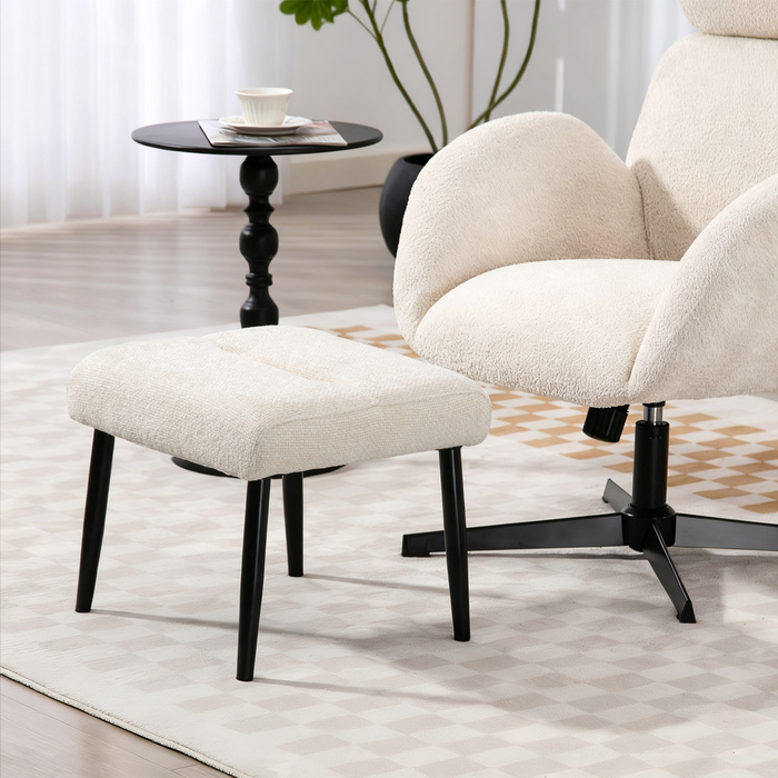 Пуф-табурет зі м'яким сидінням та сталевими ніжками. Зроблений з тканини 