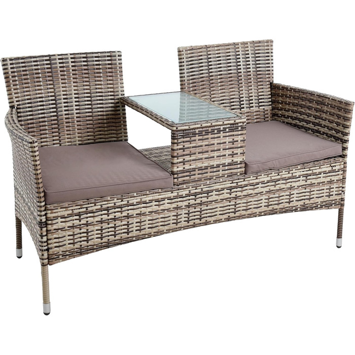 Садові меблі ESTEXO з ротангу: Лавка-диван 2-місна, комплект для саду та балкону, бежево-коричневий