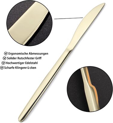 Набір столових приборів на 6 осіб, Targzier, 30 предметів, нержавіюча сталь, кольоровий, для кухні/готелю/ресторану, преміум-якість, придатний для миття в посудомийній машині (30 предметів, Champagne)