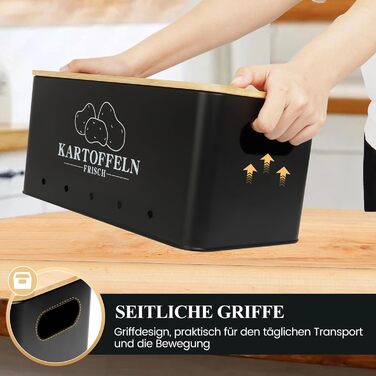 Набір контейнерів для картоплі, цибулі та часнику, 3 шт. з бамбуковим кришками, бежевий (Moz-O-PBDE02-BK)